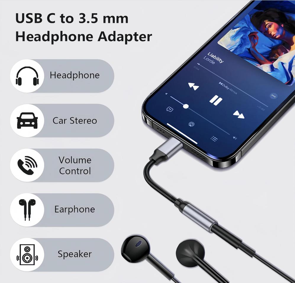 KEBIDU Type C - 3.5mmオーディオアダプタ - Audiophile Headphone Wired のレビューと価格