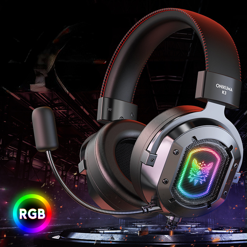 Onikuma-マイク付きrgb有線ヘッドフォン,k3ゲーマ - Gaming Headset Rgb のレビューと価格