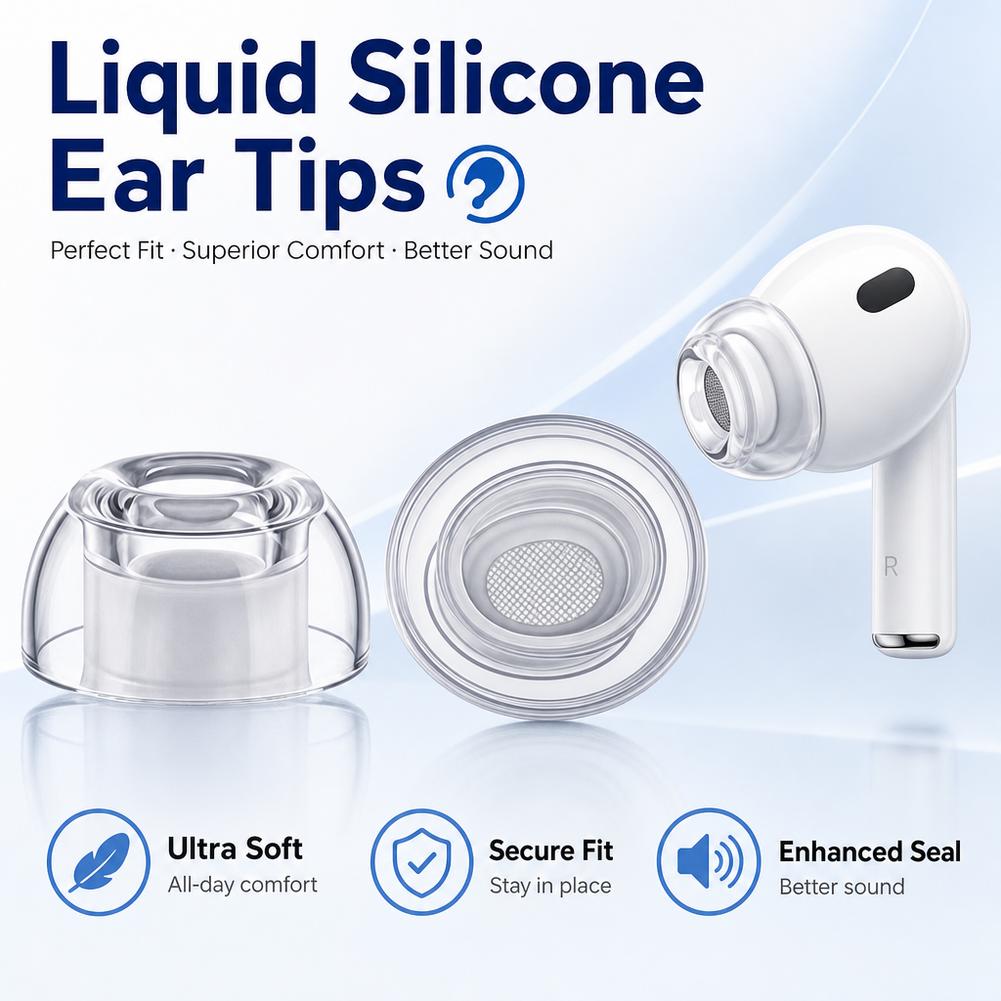1/2/3 ペアの透明な液体シリコンイヤーチップ AirPo - Silicone Ear Tip Replacement のレビューと価格