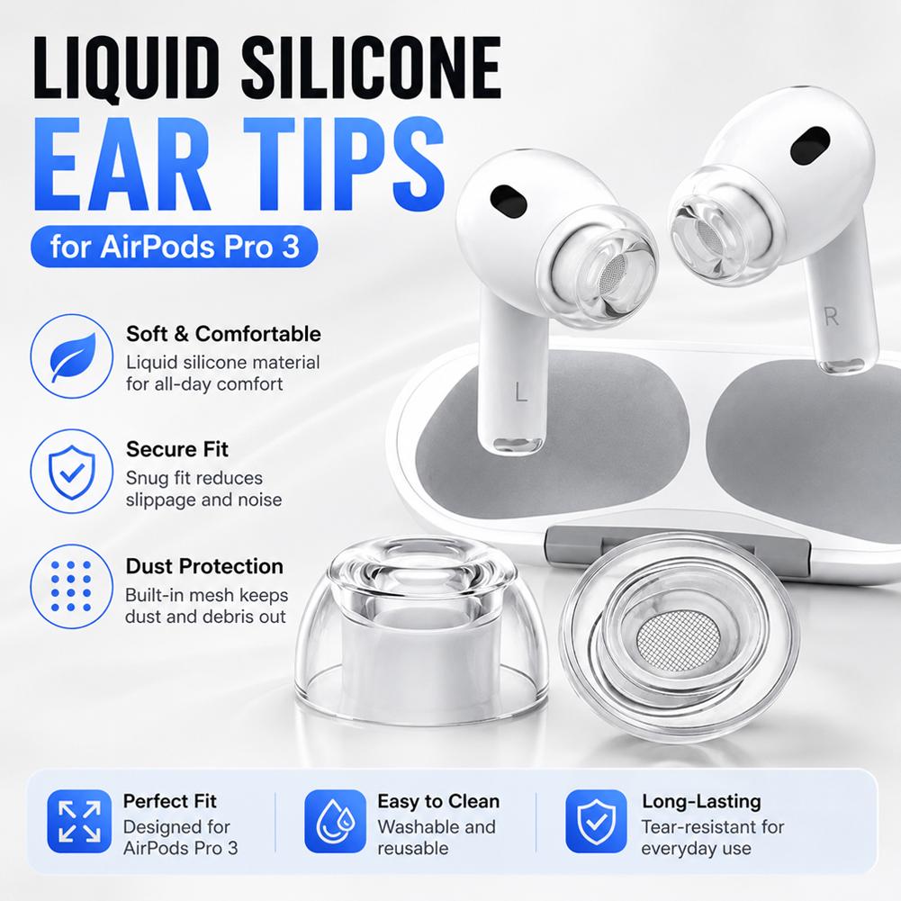 1/2/3 ペアの透明な液体シリコンイヤーチップ AirPo - Silicone Ear Tip Replacement のレビューと価格